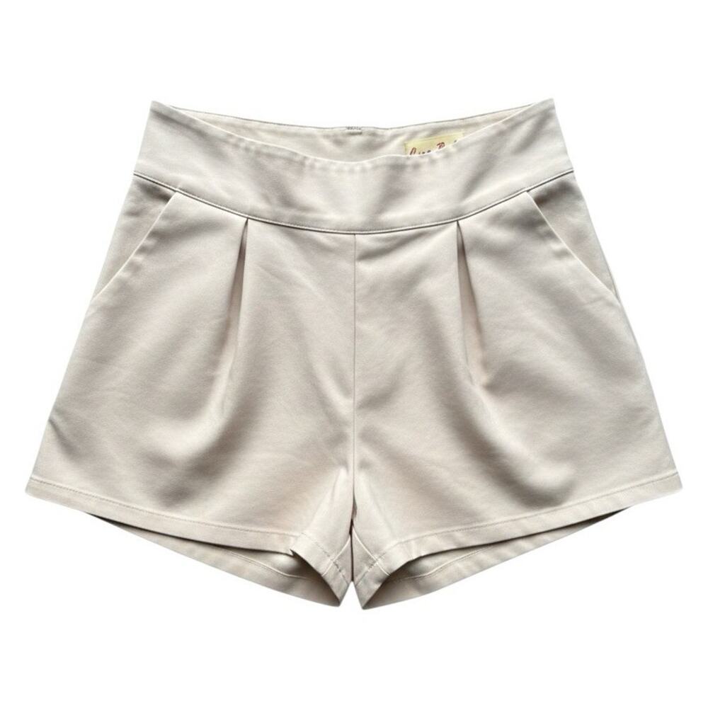 Ciao Bella Beige Pleated High Rise Shorts Womens L